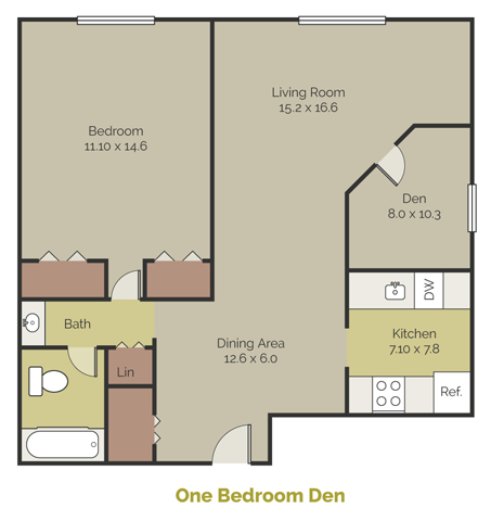 One Bedroom Den Floor Plan New Brookside One Bedroom Den Floor Plan