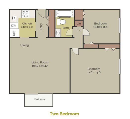 Two Bedroom Floor Plan New Brookside Two Bedroom Floor Plan