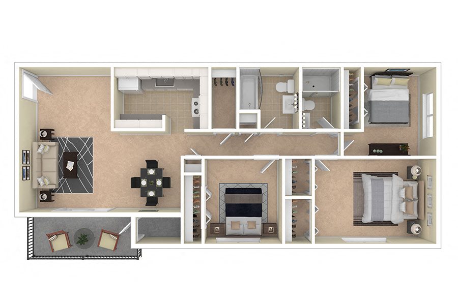 Spring Ridge Apartments 3 Bedroom Spring Ridge Apartments 3 Bedroom floor plan
