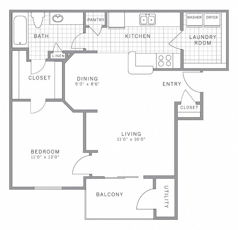 A1 Floor Plan at AVE Somerset, New Jersey, 08873