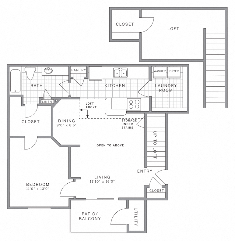 A1 Loft Floor Plan at AVE Somerset, Somerset, NJ, 08873