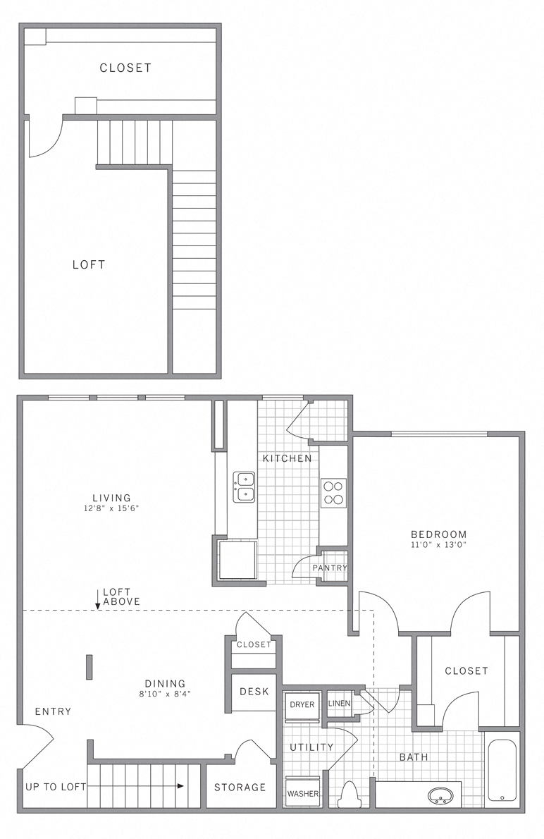 A2 Loft Floor Plan at AVE Somerset, Somerset, 08873