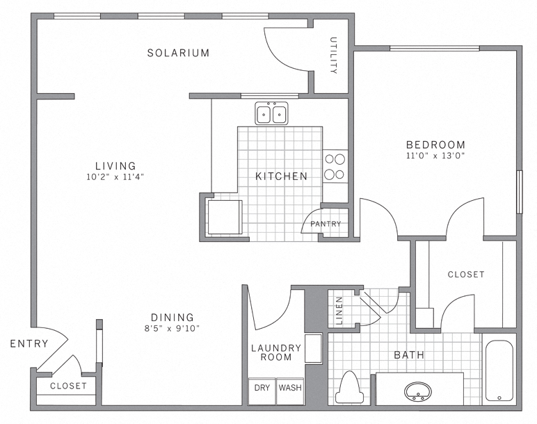 A2 Solarium Floor Plan at AVE Somerset, Somerset, New Jersey
