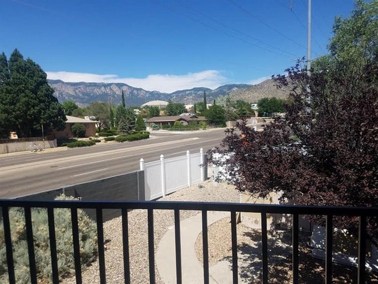 View of mountain from balcony Apartments for rent in Albuquerque NM l Villa La Charles