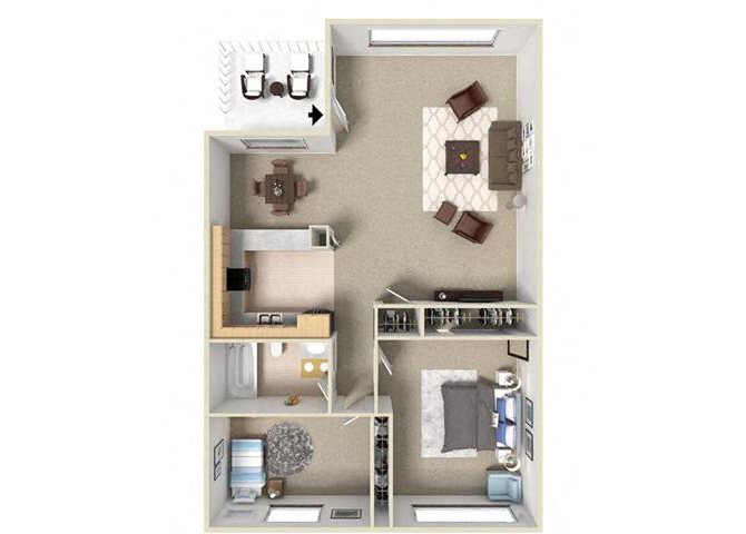 two bedroom floor plan l Las Ventanas Apartments in Pleasanton CA