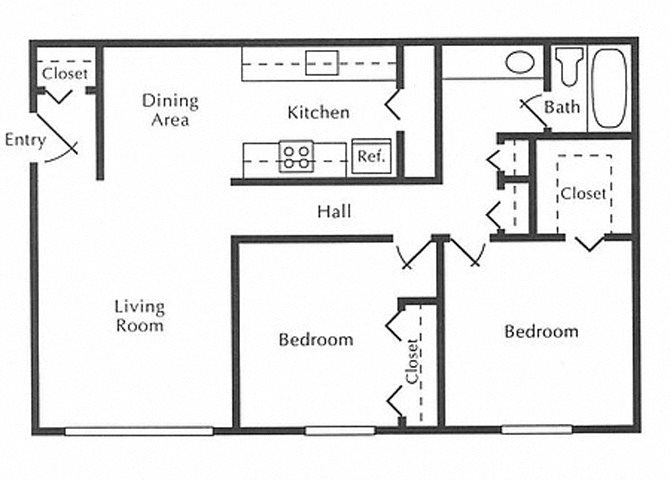 Forest Park | 2 bedrooms 1 bathroom floor plan 2x1 units available at Forest Park | Chico, CA