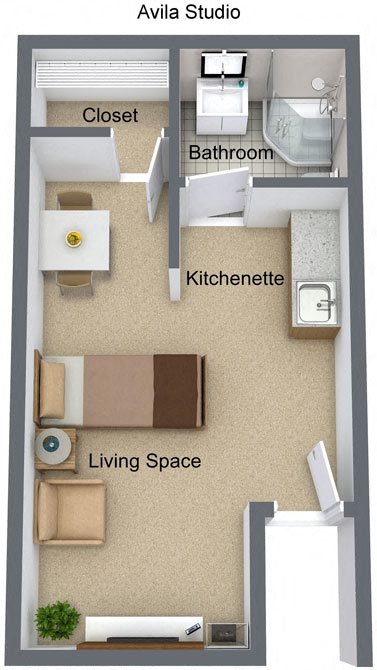 Avila Studio Avila Studio Apartment at Avila Senior Living at Downtown SLO, California, 93401