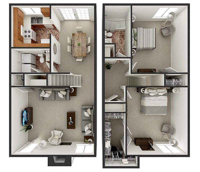 2 Bedroom Townhouse floor plan