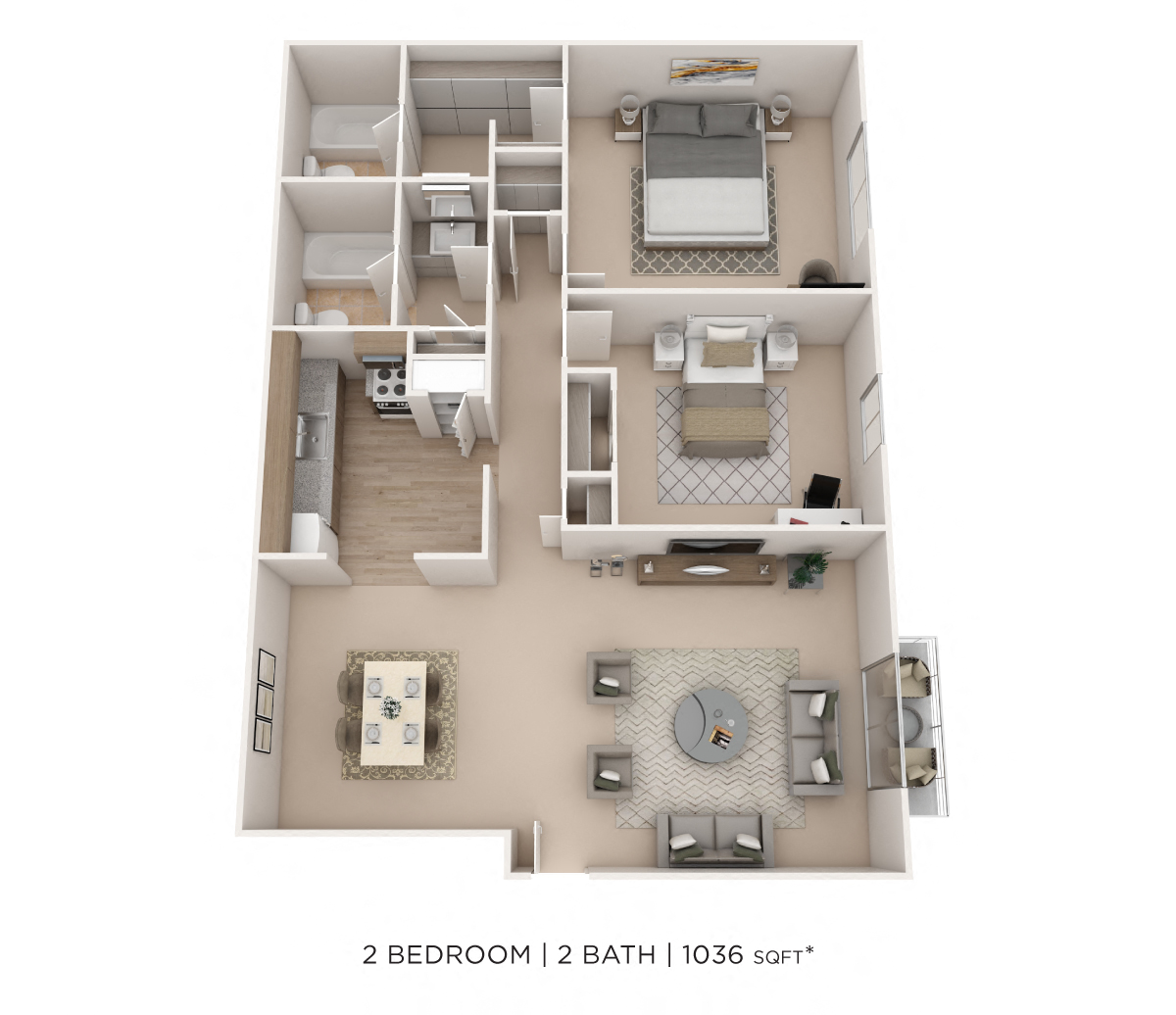 Two Bedroom 2 Bath floor plan