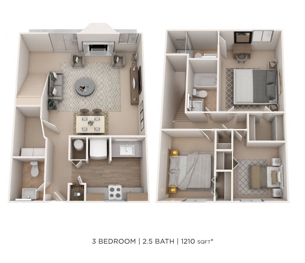 Three Bedroom 2.5 Bath floor plan