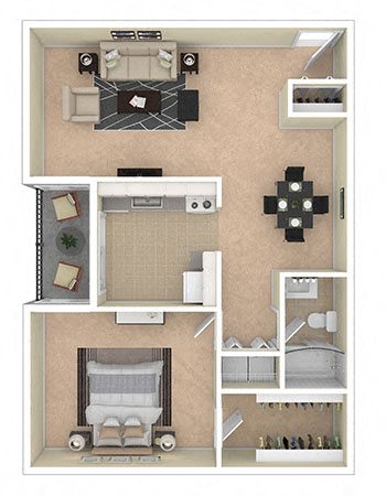 Ashley Apartments 1 Bedroom 1C Ashley Apartments 1 Bedroom 1C floor plan