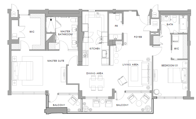 Floor plan layout diagram for B2