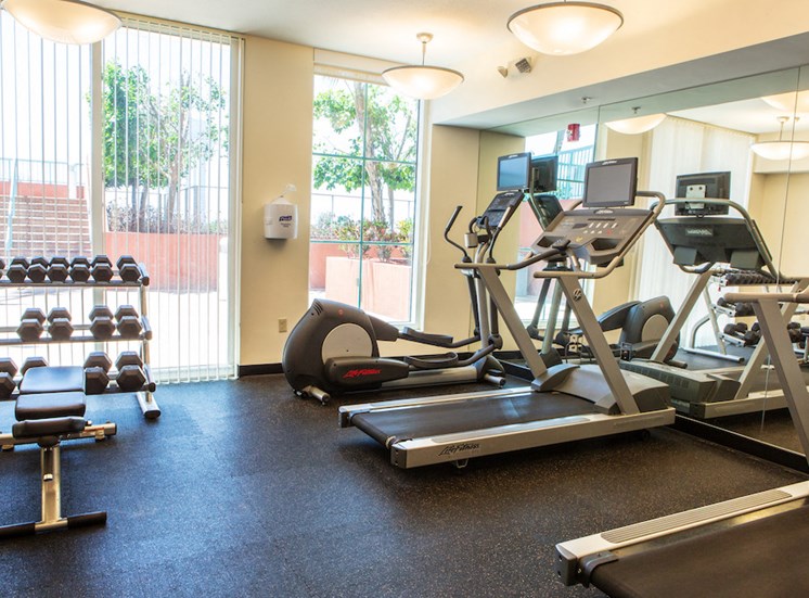 cardio and weight machines at fitness center
