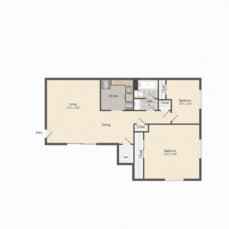 2 Bedroom 1 Bath