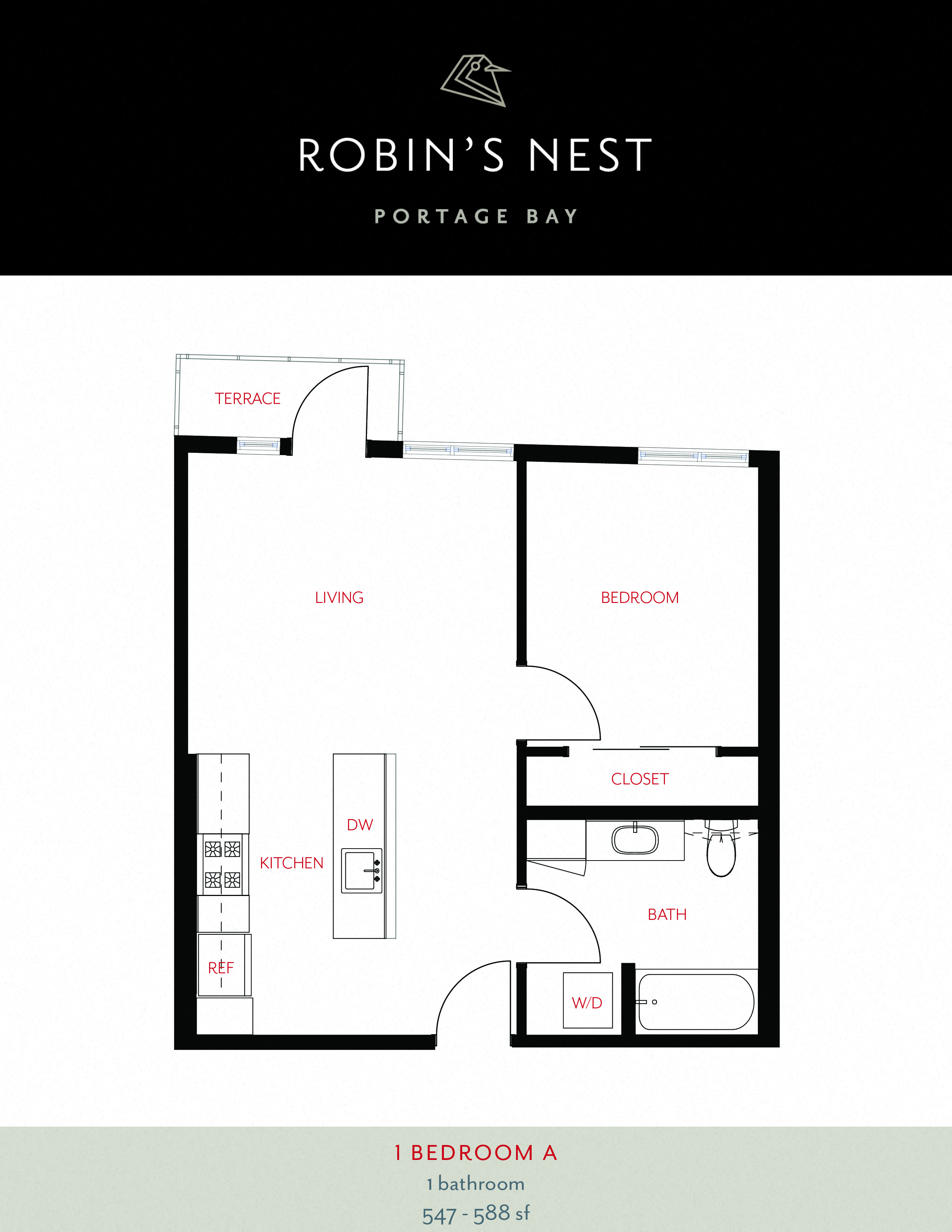 1 Bed 1 Bath 1 Bedroom A at Robin's Nest