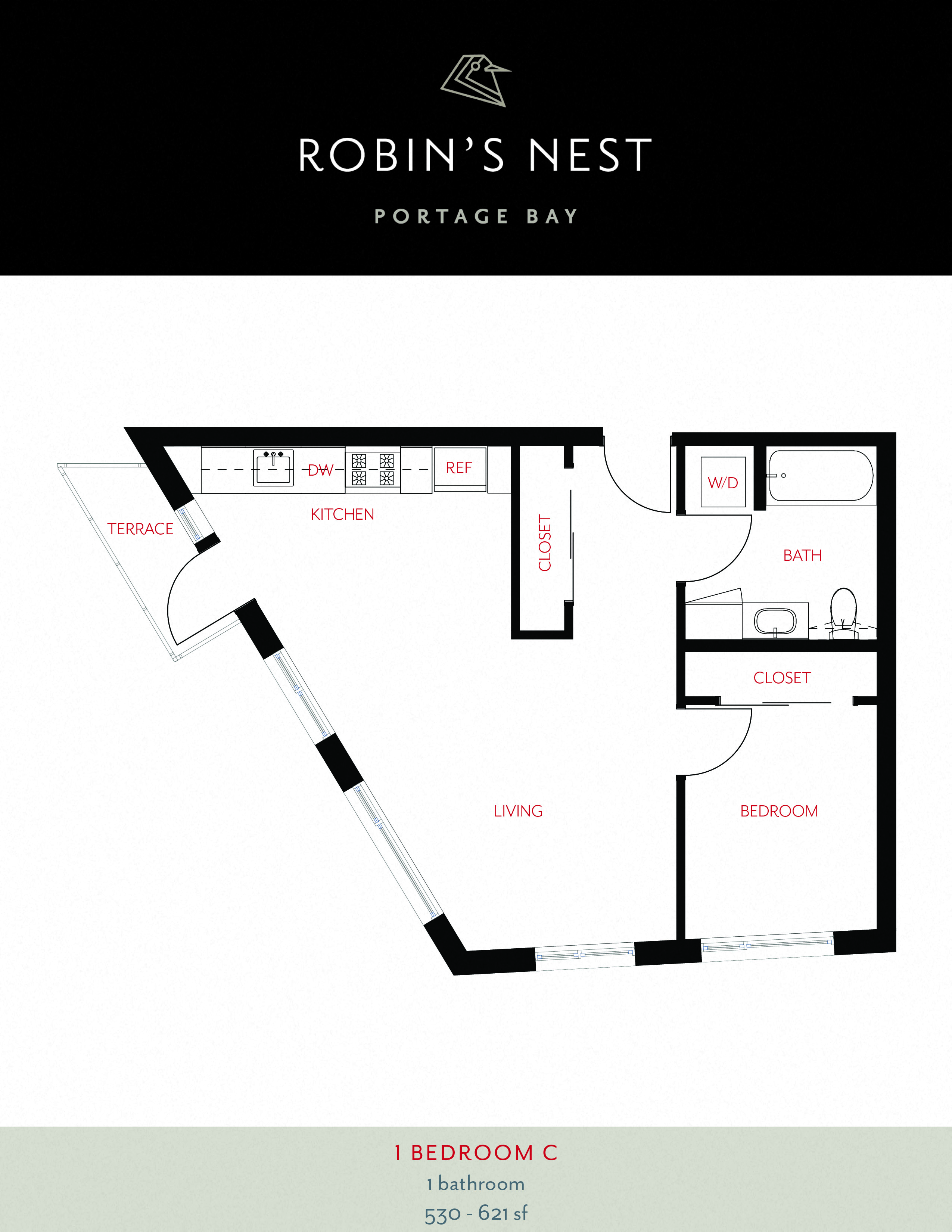 1 Bed 1 Bath 1 Bedroom C at Robin's Nest