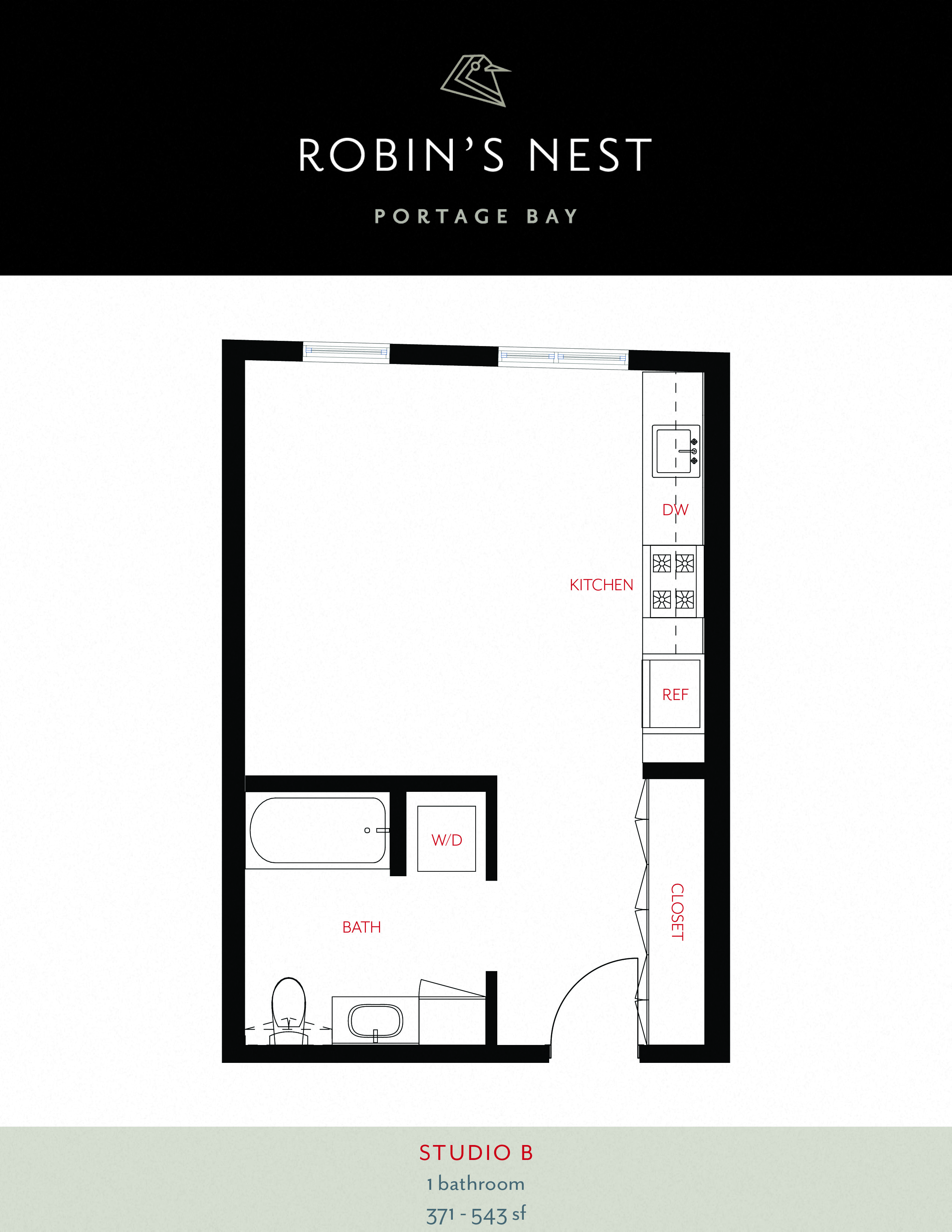 0 Bed 1 Bath Studio B at Robin's Nest