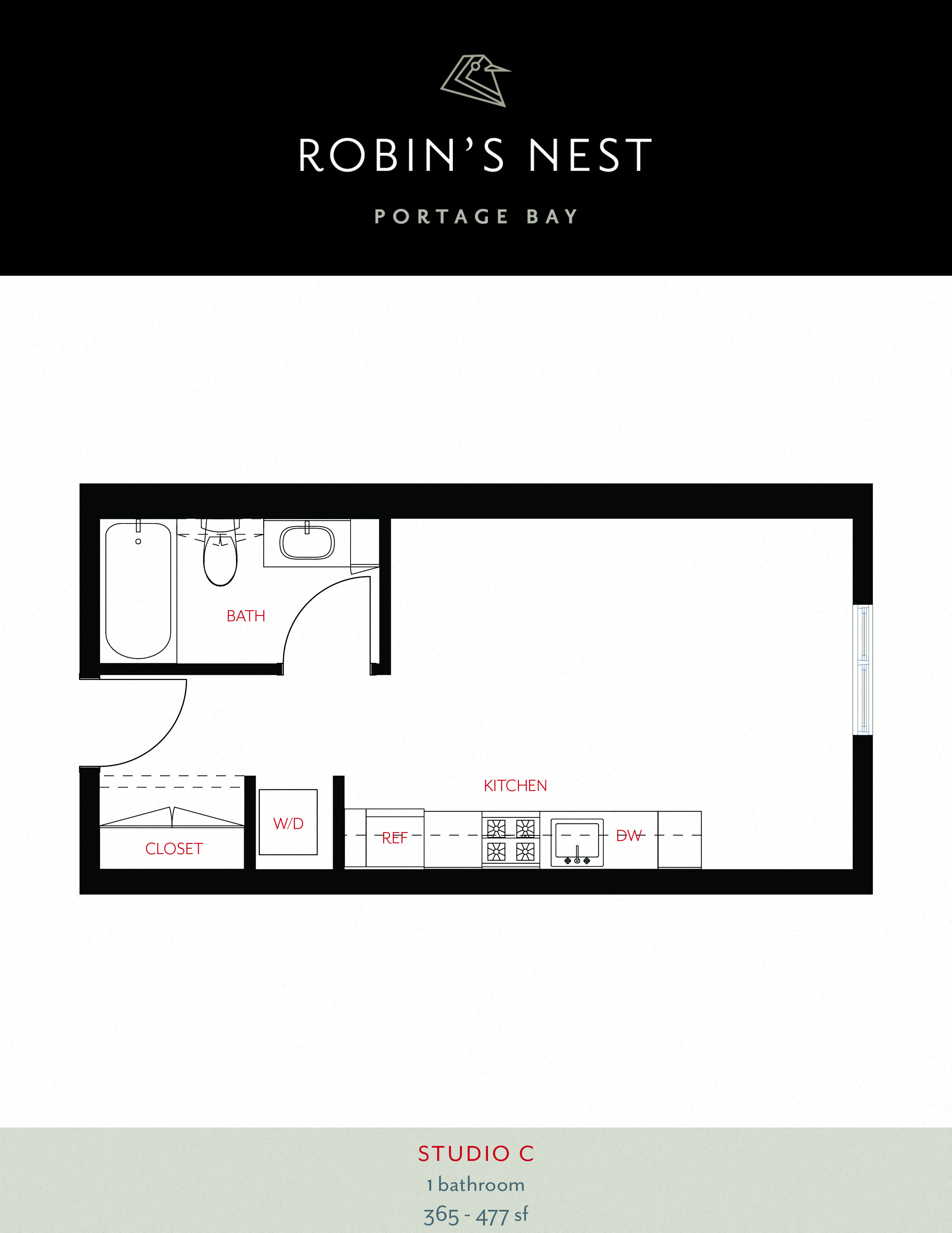 0 Bed 1 Bath Studio C at Robin's Nest
