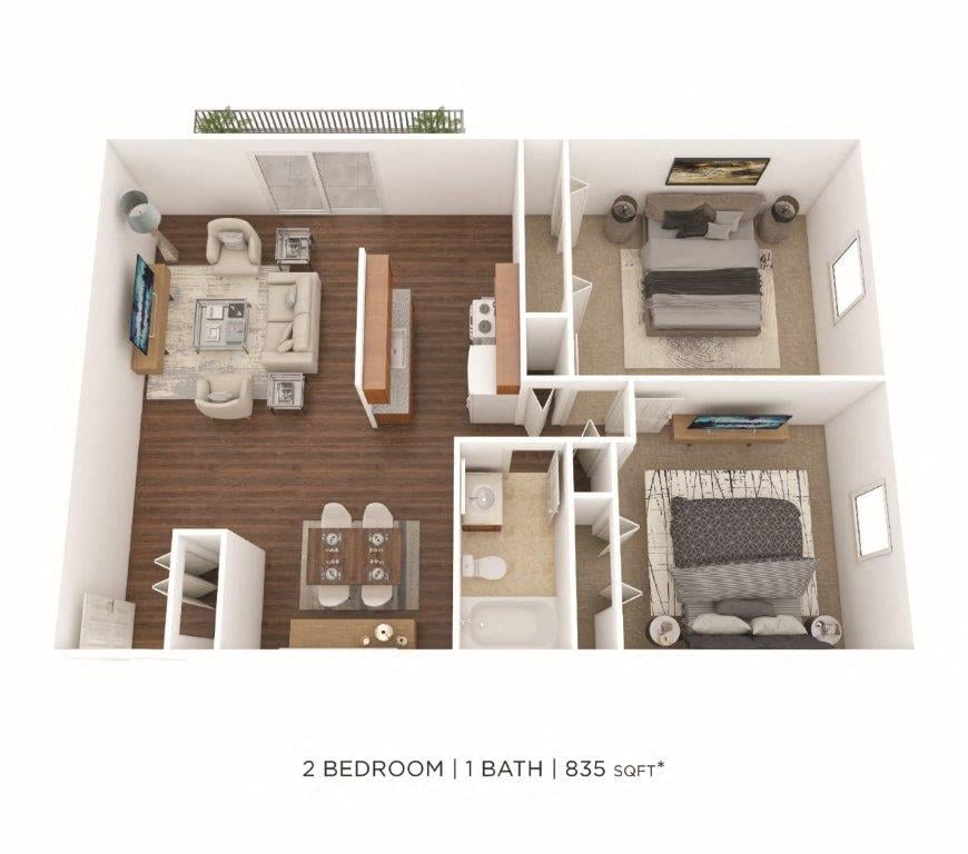 Two Bedroom-835 sqft floor plan