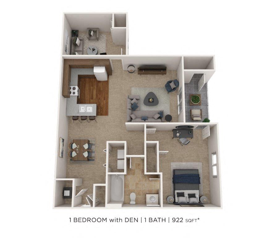 One Bedroom w/ Den floor plan