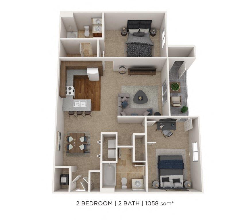 Two Bedroom 2 Bath floor plan