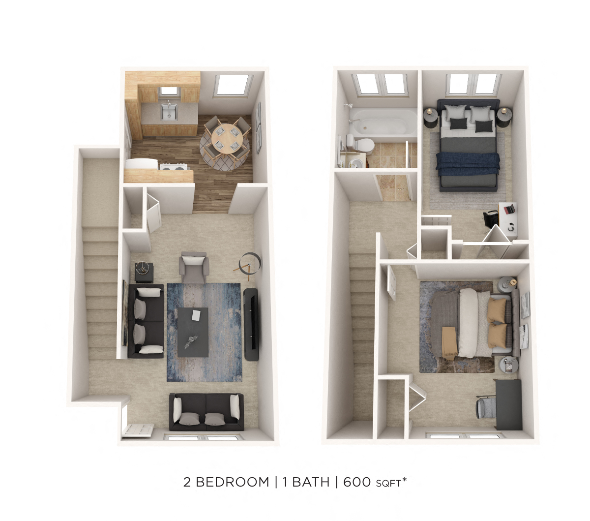 Two Bedroom Townhome floor plan