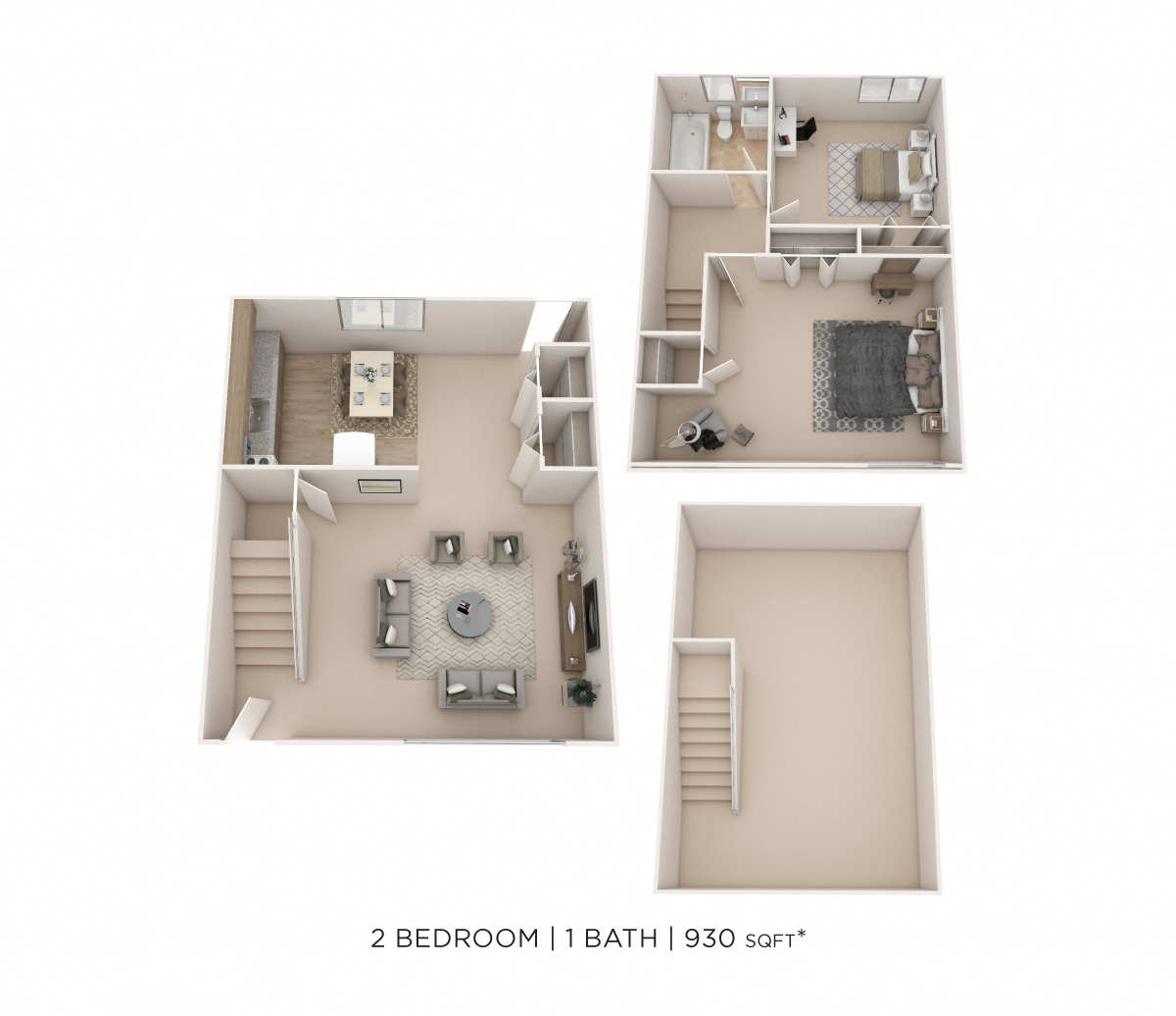 Two Bedroom Townhome floor plan