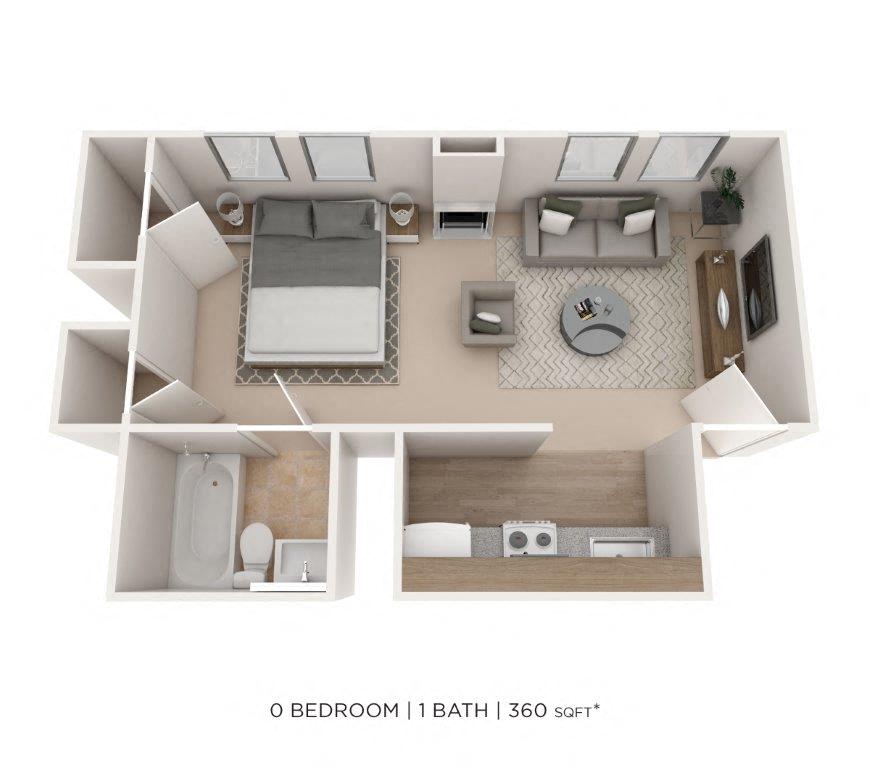 Studio - 360 sqft floor plan