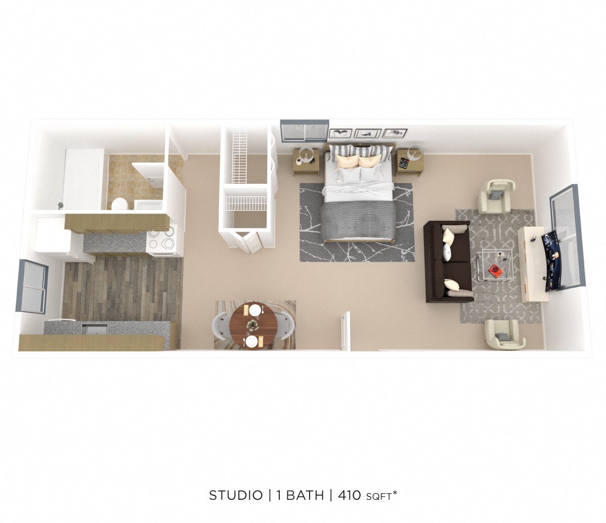 Studio-410 sqft floor plan