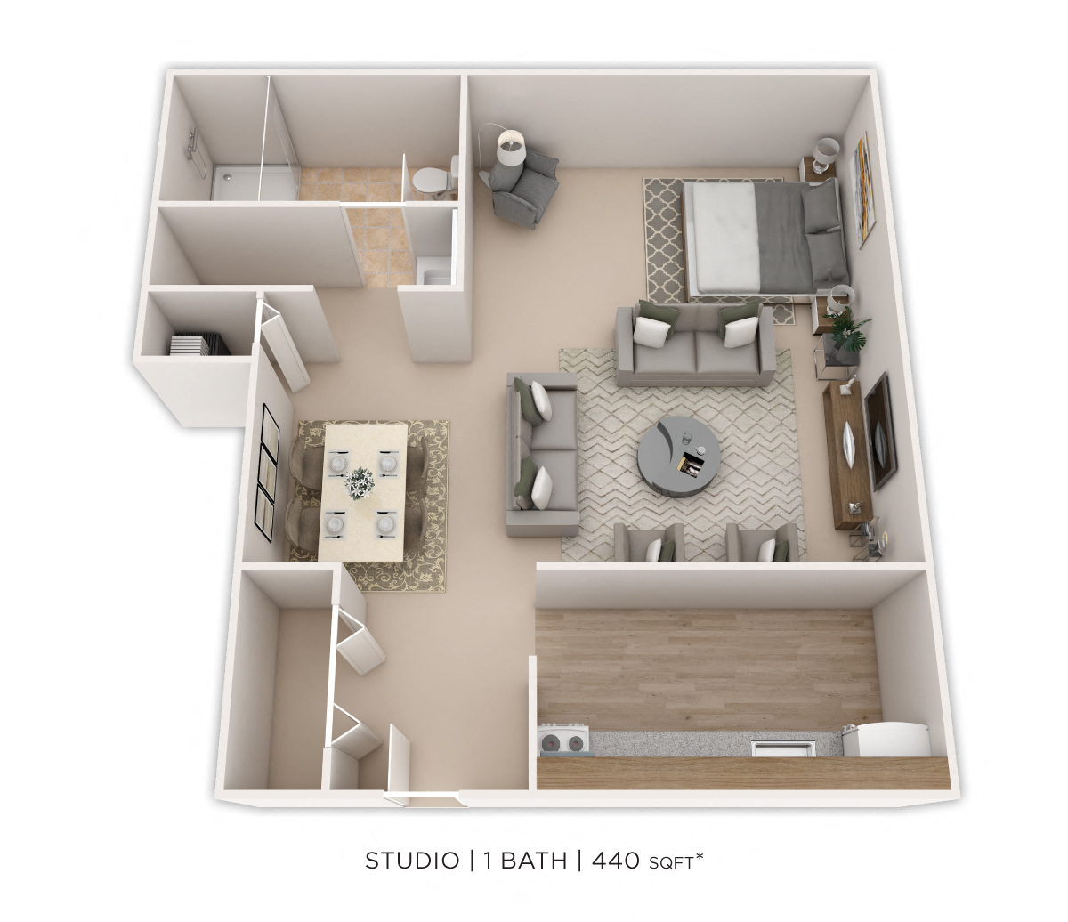 Studio - 440sqft floor plan