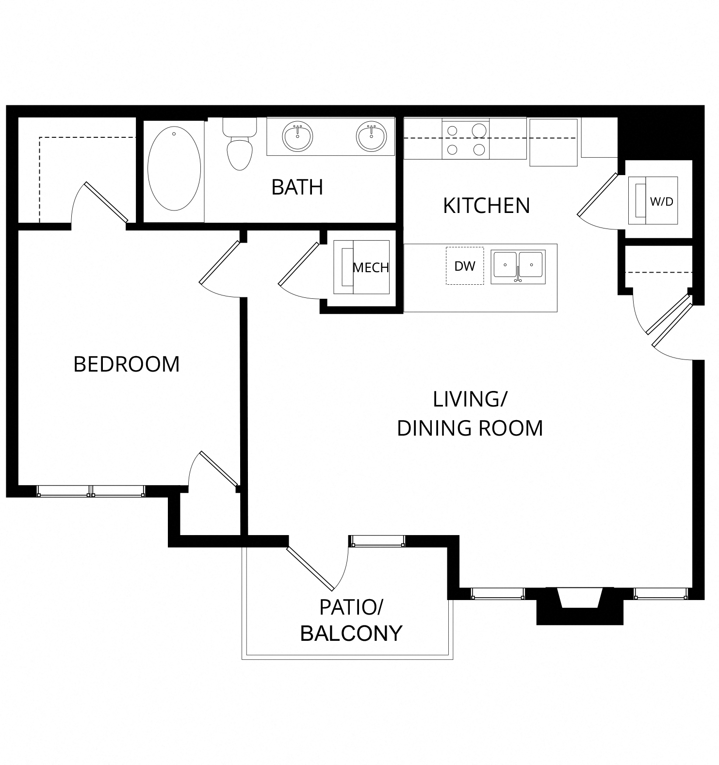 1x1 Aviator floor plan