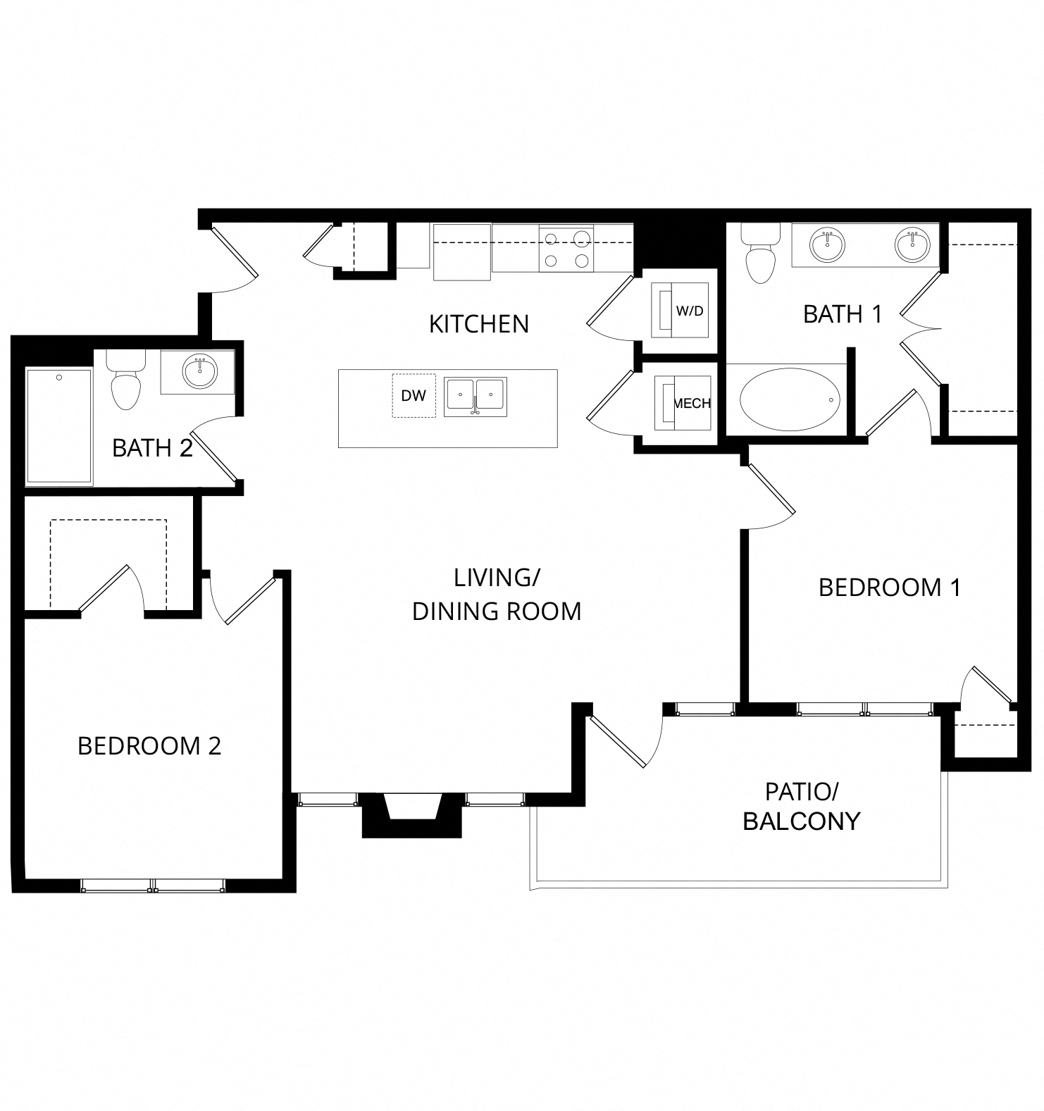 2x2 Compass floor plan