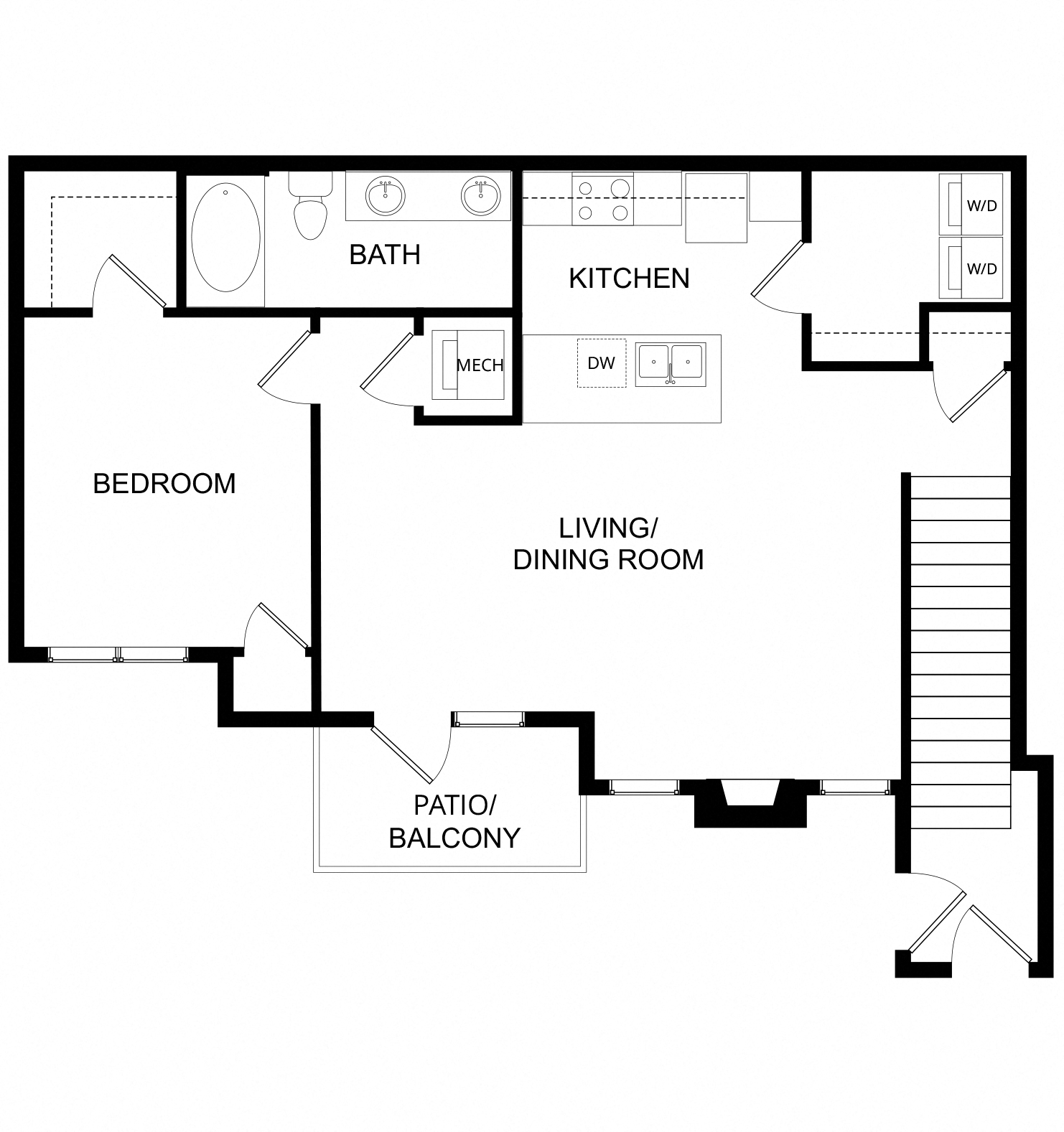 1x1 Odyssey floor plan