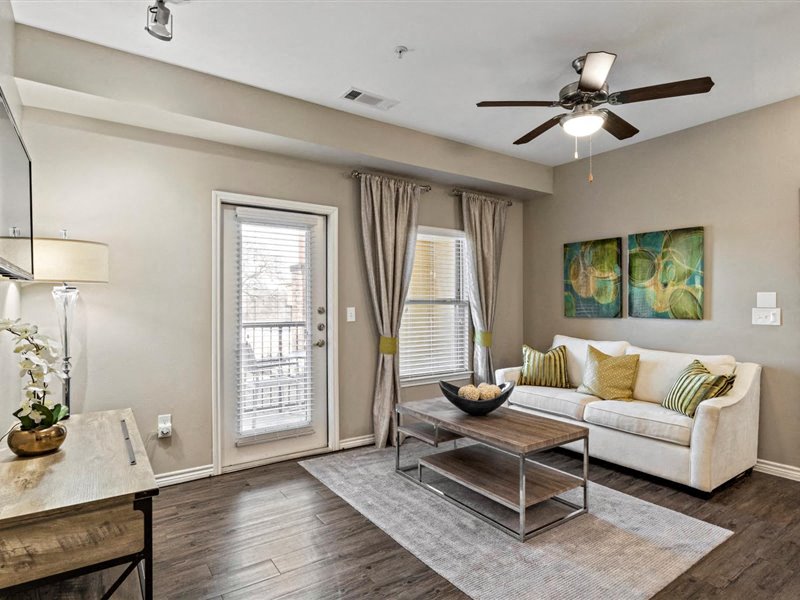 Furnished apartment living room at Creed Canyon in Sherman TX