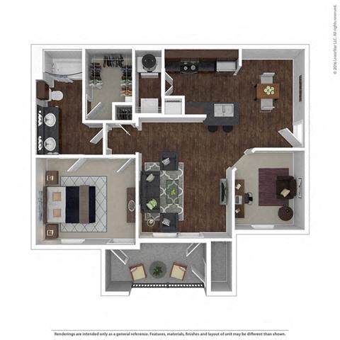 Houston 1-Bedroom Floor Plan at Creed Canyon Apartments Sherman TX