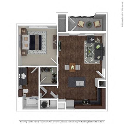 Walnut 1-Bedroom Floor Plan at Creed Canyon Apartments Sherman TX