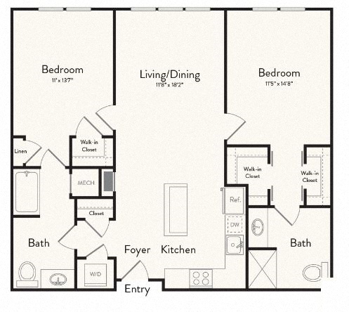 Floor plan layout diagram for Building H- B1