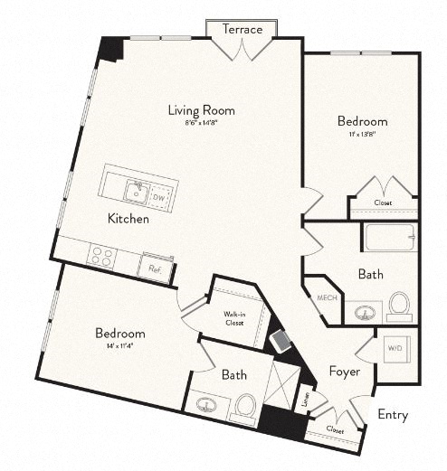 Floor plan layout diagram for Building H- B2