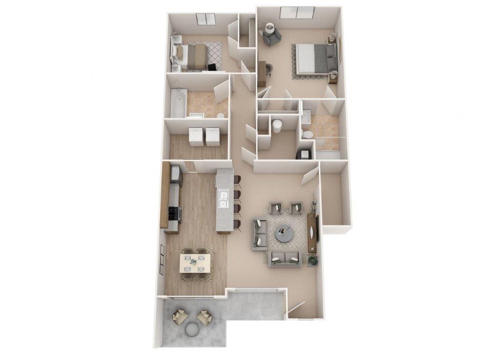 Two Bedroom 2 Bath- Lower Level floor plan