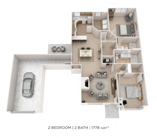 Two Bedroom 2 Bath (Regency) floor plan