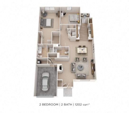 Two Bedroom 2 Bath (Villas of Victor) floor plan