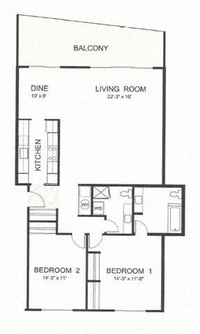 D Floor Plan D Floor Plan at Parkview Apartments, Boise, ID, 83706
