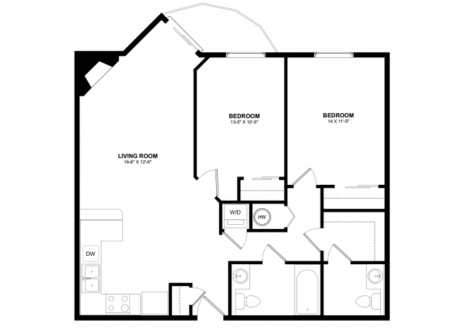 2x2 B floor plan