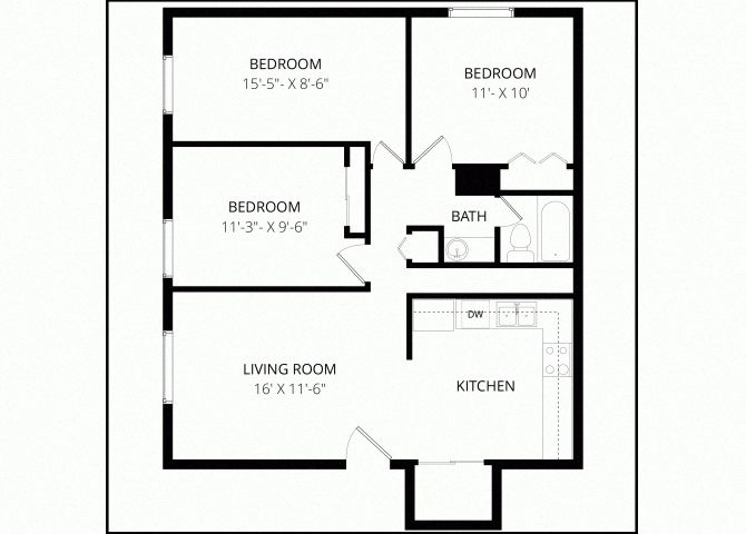 Three Bedroom floor plan