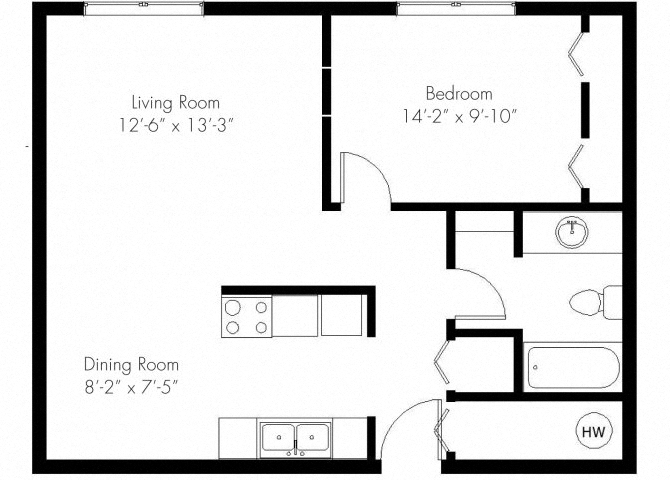 One Bedroom floor plan