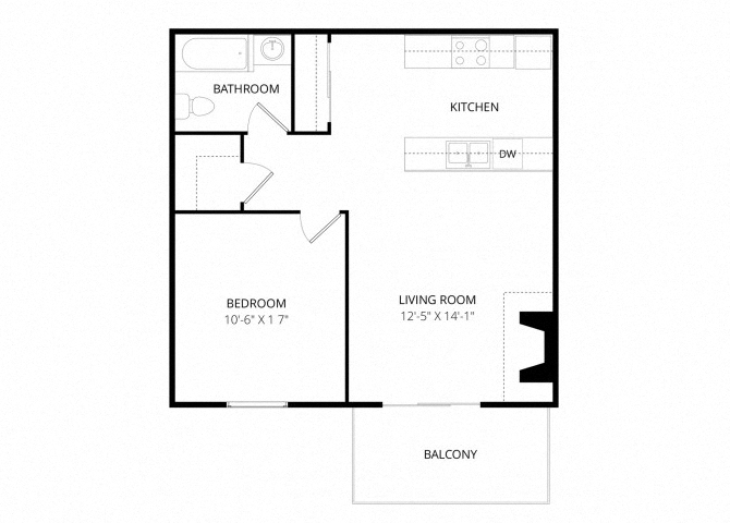 1 bedroom floor plan