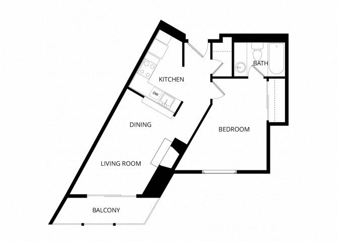1 BR floor plan