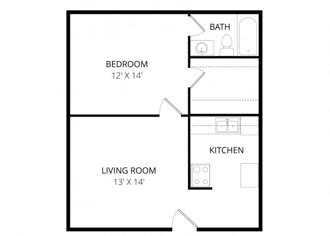 1x1 floor plan