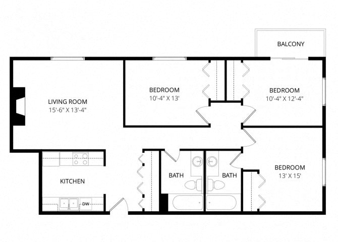 Three bedroom floor plan