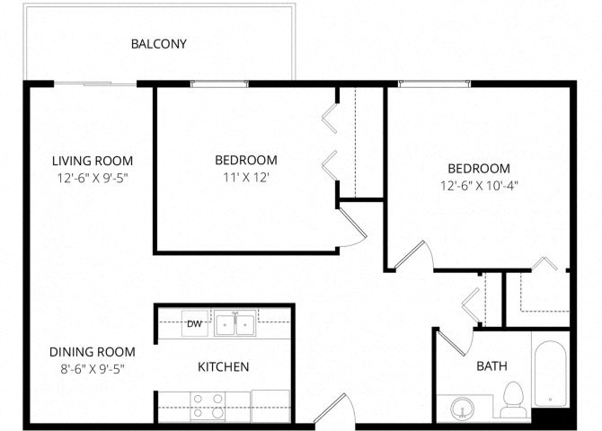 Large two bedroom floor plan